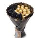 Słodki bukiet czarny i złoty ze słodyczy Ferrero Rocher i 5 mydlanych róż na boku