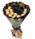 Słodki bukiet czarny i złoty ze słodyczy Ferrero Rocher i 5 mydlanych róż w środku (średnica 20 cm)