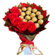 Сладкий съедобный букет красно-золотой с конфетами Ferrero Rocher и 5 мыльных роз (диаметр 20 см) bgs007 czerwony i złoty (5 r&oacute;ż) фото 5