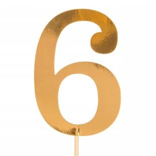 Cyfra « 6 » złoto, topper na bukiet, dekoracje na tort, Urodziny, Imieniny