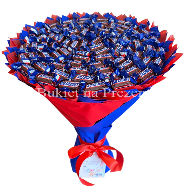 BUKIET SNICKERS (średnica 30 cm) PREZENT NA MIKOŁAJA DLA DZIECI SŁODKI PREZENTY NA MIKOŁAJKI DLA DZIECKA