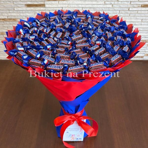BUKIET SNICKERS (średnica 30 cm) PREZENT NA MIKOŁAJA DLA DZIECI SŁODKI PREZENTY NA MIKOŁAJKI DLA DZIECKA