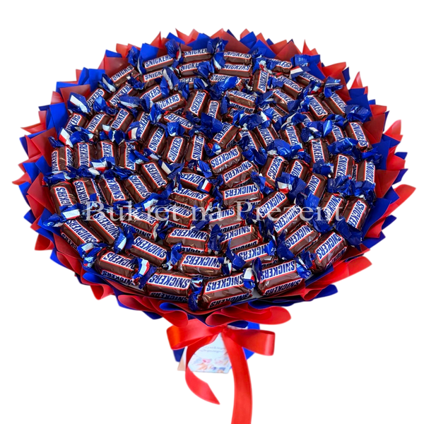 BUKIET SNICKERS (średnica 30 cm) PREZENT NA MIKOŁAJA DLA DZIECI SŁODKI PREZENTY NA MIKOŁAJKI DLA DZIECKA