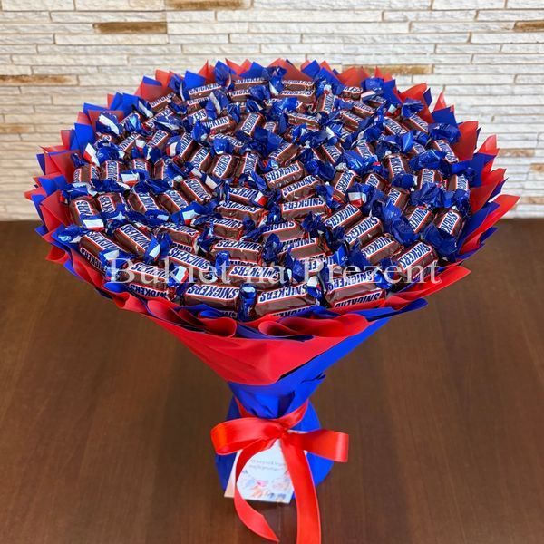 BUKIET SNICKERS (średnica 30 cm) PREZENT NA MIKOŁAJA DLA DZIECI SŁODKI PREZENTY NA MIKOŁAJKI DLA DZIECKA