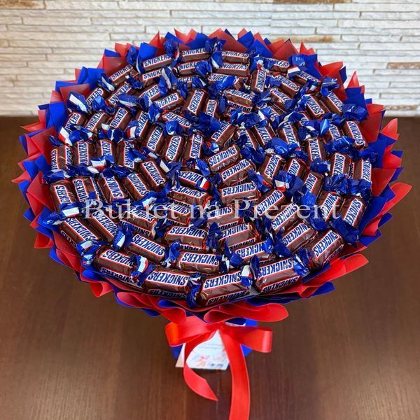 BUKIET SNICKERS (średnica 30 cm) PREZENT NA MIKOŁAJA DLA DZIECI SŁODKI PREZENTY NA MIKOŁAJKI DLA DZIECKA