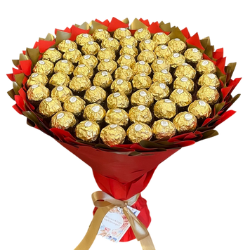 Prezent na 60 Urodziny lub Rocznicę Ślubu. Słodki bukiet ze słodyczy Ferrero Rocher (60 sztuk cukierk&oacute;w)