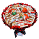 Słodki bukiet czerwony i czarny na urodziny ze slodyczy Kinder. Prezent Komunia (średnica 30 cm)