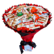 Słodki bukiet czerwony i czarny na urodziny ze slodyczy Kinder. Prezent Komunia (średnica 30 cm)
