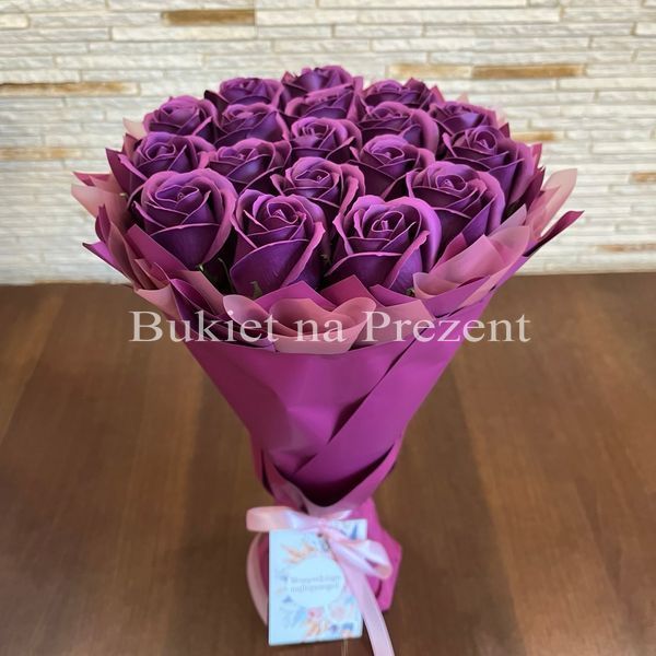 Bukiet mydlany kwiaty mydlane r&oacute;że (18 szt). Prezent na 18 urodziny
