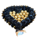 Prezent na 18 20 Urodziny lub Rocznicę Ślubu, Imeniny, Ślub, Wesele. Słodki bukiet w kształcie serca CZARNY I ZŁOTY z cukierkami Ferrero Rocher i 18 szt mydlanych r&oacute;ż.