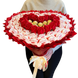 Prezent na 40 50 55 65 Urodziny DUŻY MEGA BUKIET dla kobiety mamy w kształcie serca z cukierkami Raffaello i Ferrero Rocher (rozmiar serca 45 cm * 38 cm)