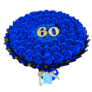 Подарок на 60 лет. Букет из мыльных роз 60 шт. bg006 (60 szt / f37) granatowy фото
