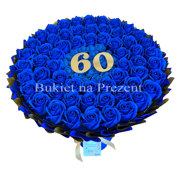 Prezent na 60 Urodziny lub Rocznicę Ślubu, Ślub, Wesele. Bukiet mydlany kwiaty mydlane r&oacute;że 60 szt.