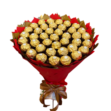 Подарок на 40-летие сладкий букет из конфет Ferrero Rocher (40 конфет) bgs053 (F25 h25 / 40szt) czerwony i złoty фото