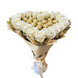 Prezent na 18 20 Urodziny lub Rocznicę Ślubu, Imeniny, Ślub, Wesele. Słodki bukiet w kształcie serca BEŻOWY I ZŁOTY z cukierkami Ferrero Rocher i 18 szt mydlanych r&oacute;ż.