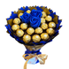 Сладкий букет из Ferrero Rocher 18 шт. и роз 3шт. Подарок на 18-й день рождения, именины, свадьбу bgs032 granatowy i złoty (3 r&oacute;że) фото 4