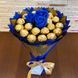 Сладкий букет из Ferrero Rocher 18 шт. и роз 3шт. Подарок на 18-й день рождения, именины, свадьбу bgs032 granatowy i złoty (3 r&oacute;że) фото 3