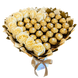 Сладкий букет в форме сердца бежево-золотой с конфетами Ferrero Rocher 30 шт и мыльных роз 10шт. Подарок на 40 30 10 лет bgs044 beżowy i złoty serce фото 4