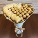 Сладкий букет в форме сердца бежево-золотой с конфетами Ferrero Rocher 30 шт и мыльных роз 10шт. Подарок на 40 30 10 лет bgs044 beżowy i złoty serce фото 3