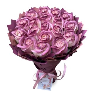 Букет на презент лиловый из мыльных роз (18 шт) Подарок на 18 лет bg003 liliowy фото