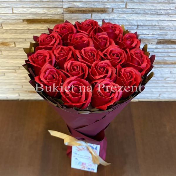 Bukiet mydlany kwiaty mydlane r&oacute;że (18 szt). Prezent na 18 urodziny