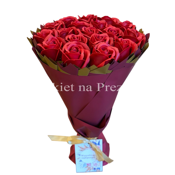 Bukiet mydlany kwiaty mydlane r&oacute;że (18 szt). Prezent na 18 urodziny