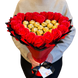 Prezent na 18 20 Urodziny lub Rocznicę Ślubu, Imeniny, Ślub, Wesele. Słodki bukiet w kształcie serca CZERWONY I CZARNY z cukierkami Ferrero Rocher i 18 szt mydlanych r&oacute;ż.