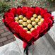 Słodki bukiet w kształcie serca CZERWONY I CZARNY z cukierkami Ferrero Rocher i 18 szt mydlanych róż. Prezent na 18 20 urodziny
