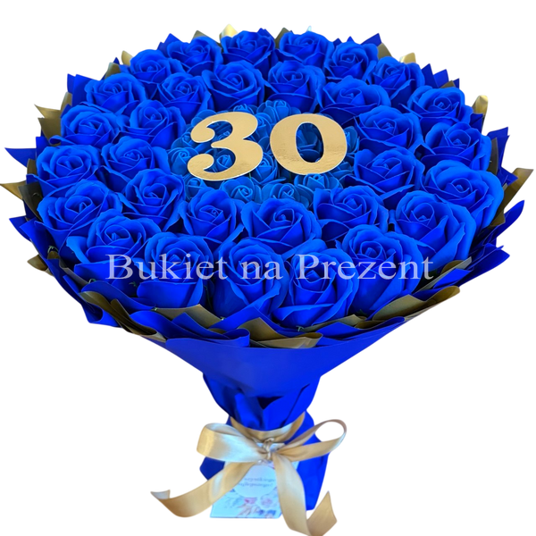 Подарок на 30 35 лет. Букет из мыльных роз 30 - 35 шт. bg002 granatowy f29 30_35szt фото
