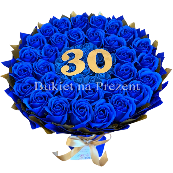Подарок на 30 35 лет. Букет из мыльных роз 30 - 35 шт. bg002 granatowy f29 30_35szt фото