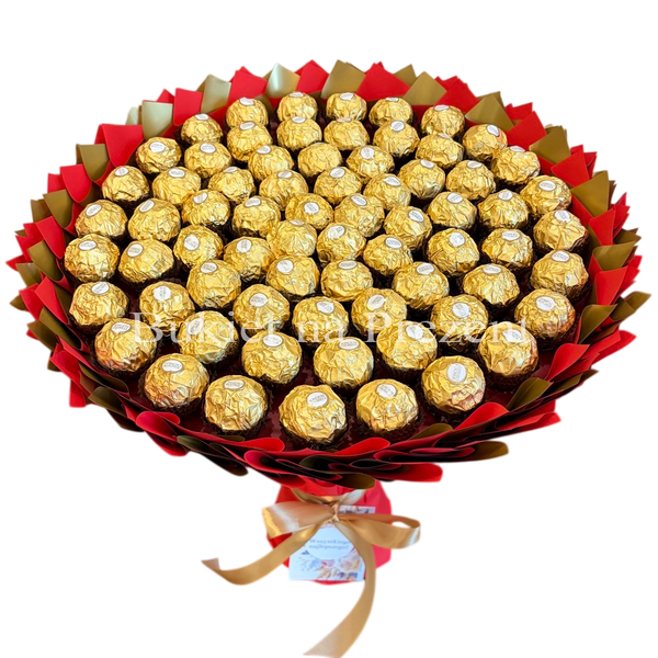 Подарок на 70-летие сладкий букет из конфет Ferrero Rocher (70 конфет) bgs047 czerwony i złoty 70szt F33 фото