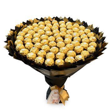 Подарок на 70-летие сладкий букет из конфет Ferrero Rocher (70 конфет) bgs047 (70 szt / f33) czarny фото