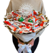 Słodki bukiet biały i złoty na urodziny ze slodyczy Kinder. Prezent Komunia (średnica 30 cm). Komunia
