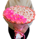 Słodki jadalny bukiet r&oacute;żowo-brzoskwiniowy z cukierkami Raffaello i 11 mydlanych r&oacute;ż (średnica 30 cm)