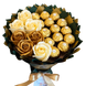 Сладкий съедобный букет зелено-золотой с конфетами Ferrero Rocher и 7 мыльных роз (диаметр 20 см) bgs033 zielony i złoty фото 4
