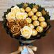Сладкий съедобный букет зелено-золотой с конфетами Ferrero Rocher и 7 мыльных роз (диаметр 20 см) bgs033 zielony i złoty фото 5