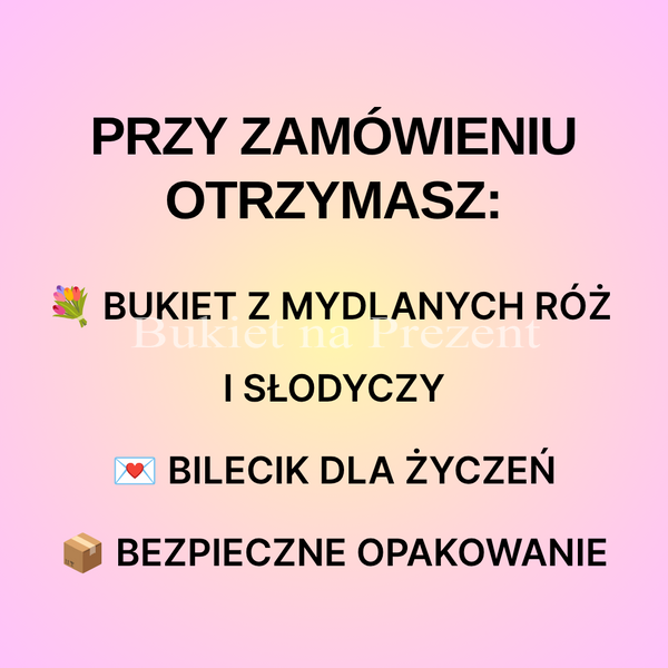 Słodki jadalny bukiet r&oacute;żowy z cukierkami Raffaello i 11 mydlanych r&oacute;ż (średnica 30 cm)