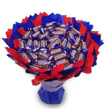 Cладкий съедобный букет с конфетами Snickers (Сникерс) (диаметр 20 см) snickers фото