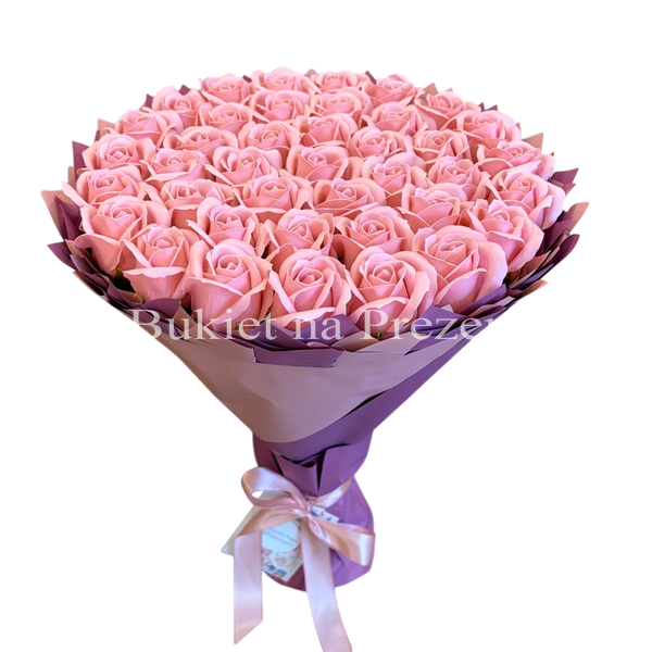 Подарунок на 40 років. Букет із мильних троянд 40 шт. bg004 r&oacute;że Puder=Dark Pink f29 фото