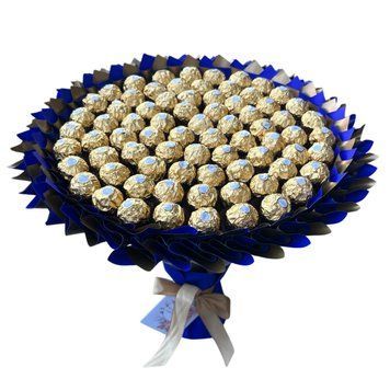 Подарок на 80-летие сладкий букет из конфет Ferrero Rocher (80 конфет) bgs042 (80 szt / f33) granatowy фото