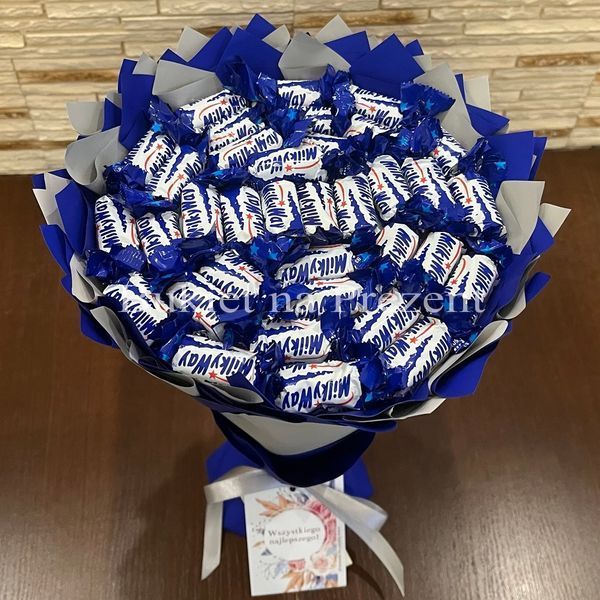 Солодкий їстівний букет із цукерками Milky Way (Мілкі Вей) (35 шт) Подарунок на 35 років milky way фото