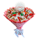 Słodki bukiet r&oacute;żowy na urodziny ze slodyczy Kinder. Prezent Komunia (średnica 30 cm)