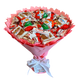Słodki bukiet r&oacute;żowy na urodziny ze slodyczy Kinder. Prezent Komunia (średnica 30 cm)