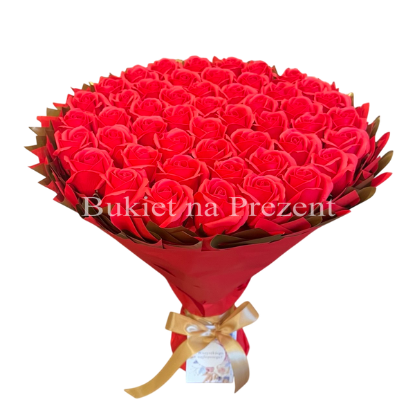 Prezent na 50 Urodziny. Bukiet mydlany kwiaty mydlane r&oacute;że 50 szt.