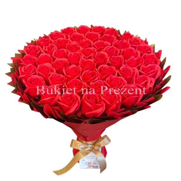 Prezent na 50 Urodziny. Bukiet mydlany kwiaty mydlane r&oacute;że 50 szt.