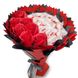 Słodki jadalny bukiet czerwony i szary z cukierkami Raffaello  i 7 mydlanych róż (średnica 20 cm)