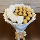 Солодкий їстівний букет з Ferrero Rocher та 5 мильних троянд, білий bgs007 biały фото 4