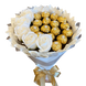 Zestaw prezentowy z Ferrero Rocher i 5 mydlanych r&oacute;ż, biały