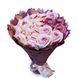 Słodki jadalny bukiet liliowy z cukierkami Raffaello  i 7 mydlanych róż (średnica 20 cm)