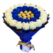 Prezent na 30 Urodziny, Imeniny, Ślub, Rocznicę Ślubu. Słodki bukiet Ferrero Rocher i r&oacute;że granatowe i białe.